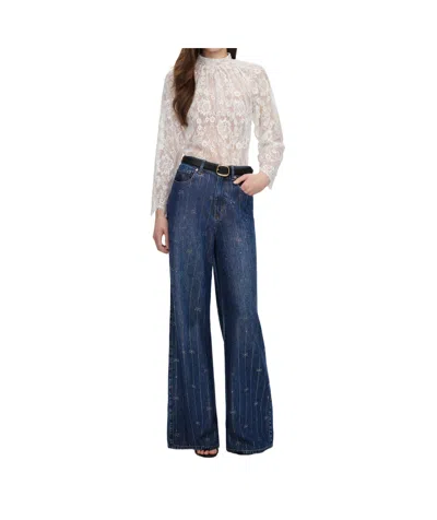 Self-portrait Belt Loop Jeans In Blue