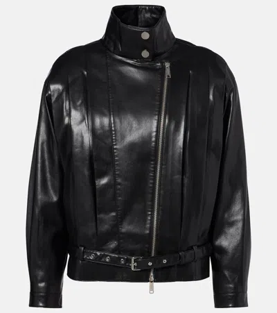 Self-portrait Belted Biker Jacket In Black
