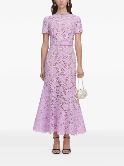 Self-portrait Fitted Mini Dress With Removable Lining And Belt In Purple