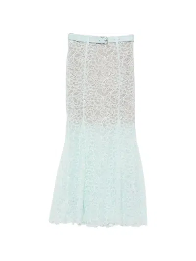 Self-portrait Belted Lace-overlay Mini Skirt In Multi