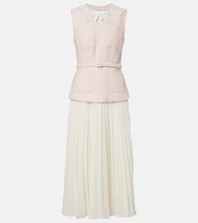 Self-portrait Boucle Lace Collar Midi Dress In Pink