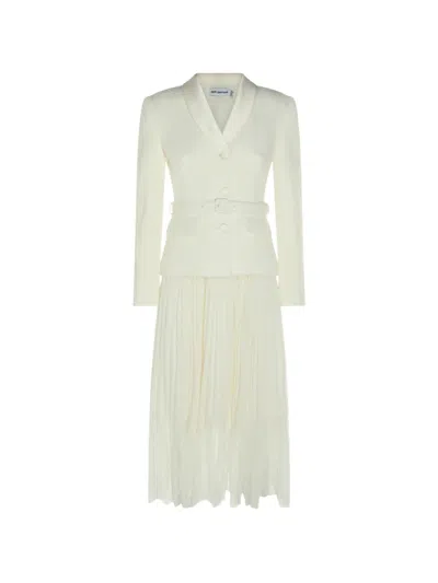 Self-portrait Self Portrait Shawl Collar Midi Dress In White