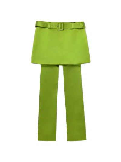Self-portrait Belted Skirt-overlay Trousers In Animal Print