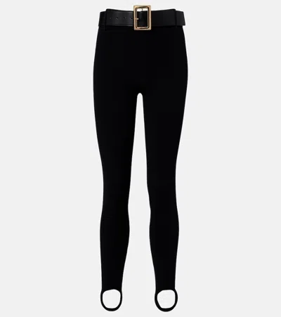 Self-portrait Belted Stirrup Leggings In Black