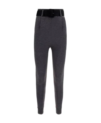 Self-portrait Belted Tailored-style Leggings In Gray
