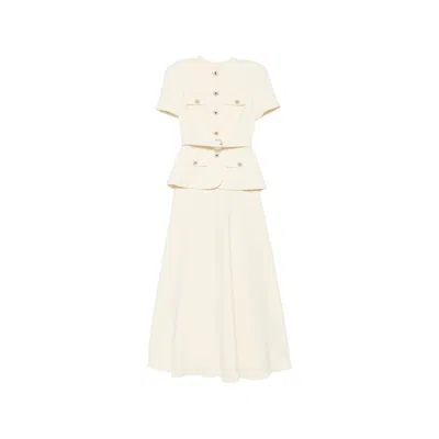 Self-portrait Belted-detail Button-up Maxi Dress In White