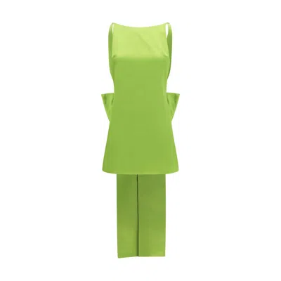 Self-portrait Bicolor Polyester Casual Dress In Green