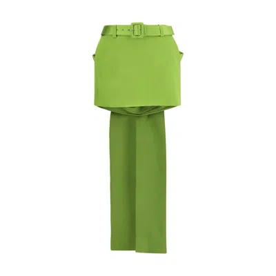 Self-portrait Bicolor Polyester Mini Skirt In Green