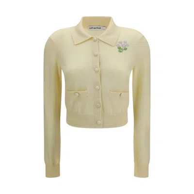 Self-portrait Bicolor Wool Oves Aries Cardigan In Neutral