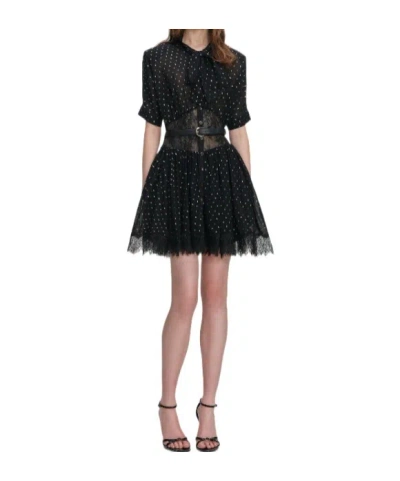 Self-portrait Black And Gold Chiffon Mini Dress