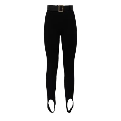 Self-portrait Black Belted High Waistband Knit Leggings