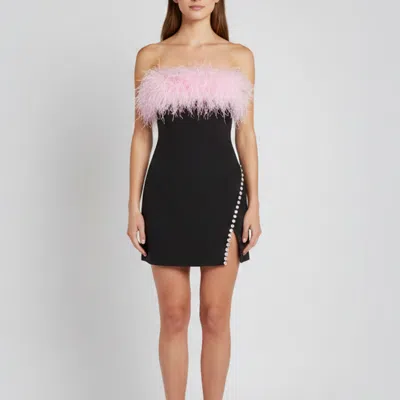 Pre-owned Self-portrait Black Bonded Crepe Mini Dress With Trim S