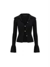 Self-portrait Fitted Ribbed Knit Cardigan With Bold Front Cutouts In Black