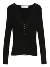 Self-portrait Black Button Front Sweater In Black