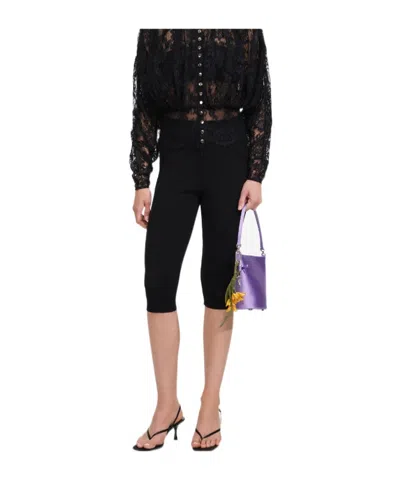 Self-portrait Black Capri Knit Leggings