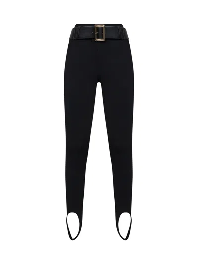 Self-portrait Black Compact Knit Stirrup Leggings