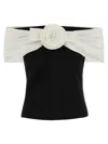 Self-portrait Crepe Off-shoulder Top In Black