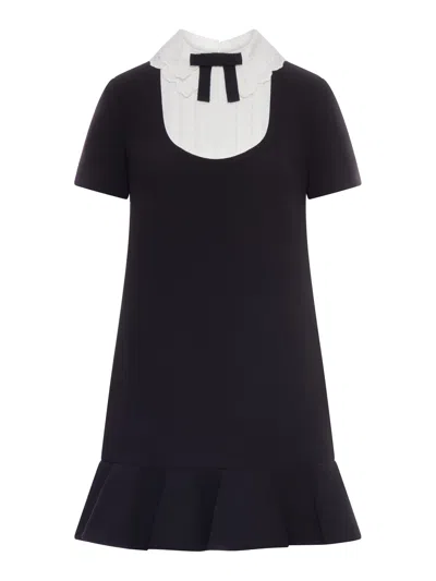 Self-portrait Black Crepe Lace Bib Mini Dress