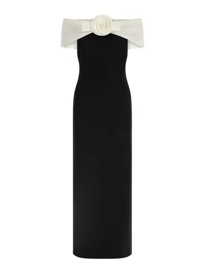 Self-portrait Black Crpe Flower Maxi Dress