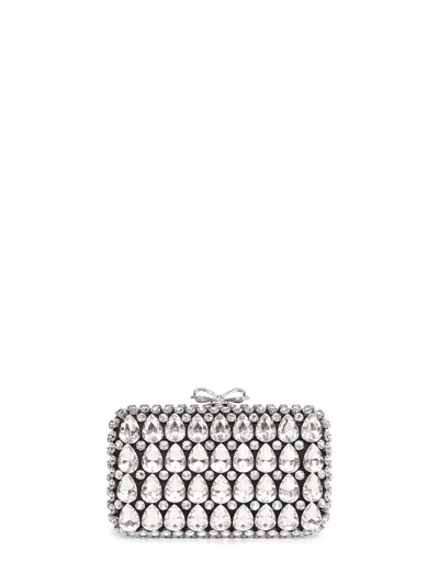 Self-portrait Black Crystal Clutch Bag With Strap