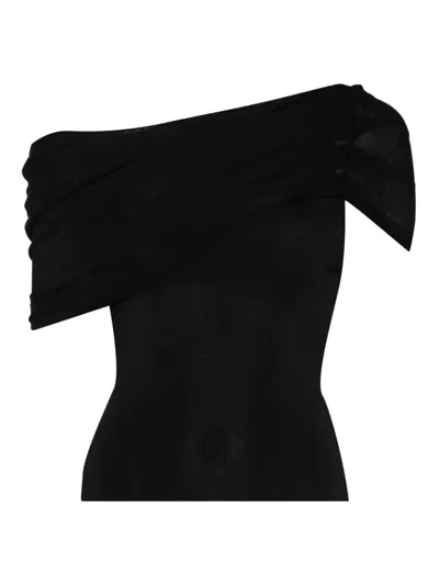 Self-portrait Black Draped Knit Top