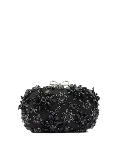 Self-portrait Embellished Mini Clutch Bag In Black
