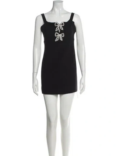 Pre-owned Self-portrait Black Heavy Crepe Mini Dress Mini Dress