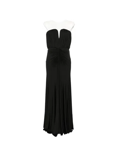Self-portrait Black Jersey Bandeau Maxi Dress In Multi