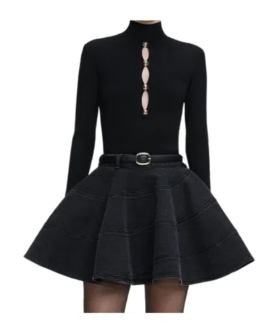Self-portrait Black Keyhole Knit Top
