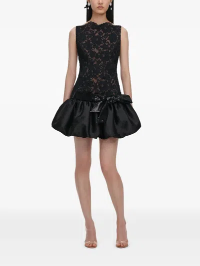 Self-portrait Sequin Bow Mini Dress With Back Exposed Zip In Black