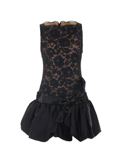 Self-portrait Black Lace Sweetheart Neckline Bubble Hem Mini Dress