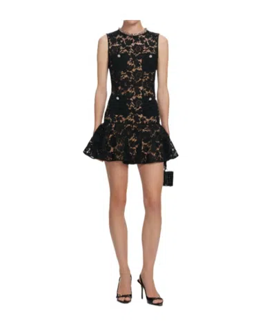 Self-portrait Lace Crystal Embellished Mini Dress In Black