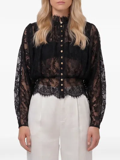 Self-portrait Self Portrait Lace High Neck Blouse In Black