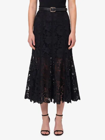 Self-portrait Black Lace Midi Skirt