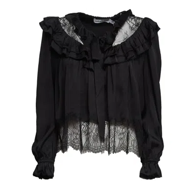 Self-portrait Black Lace Trim Casual Blouse