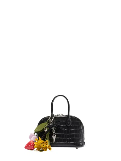 Self-portrait Black Mini Bag With Shoulder Strap And Charms