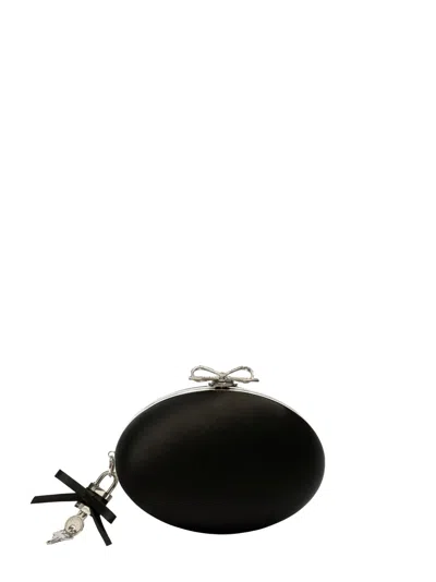 Self-portrait Black Oval Clutch With Short Shoulder Strap