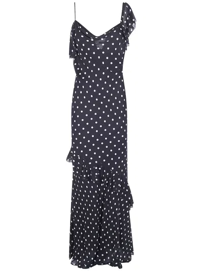 Self-portrait Black Polka Dot Georgette Maxi Dress In Multi