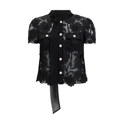 Self-portrait Black Polyester Blouse