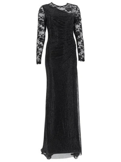 Self-portrait Black Sheer Lace Asymmetrical Maxi Dress
