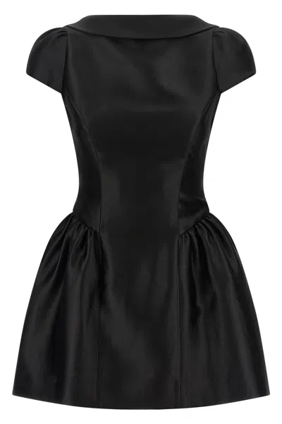 Self-portrait Black Taffeta Collared Mini Dress