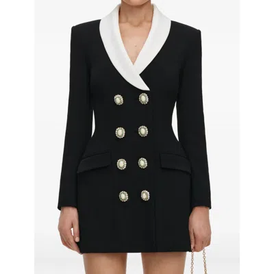 Self-portrait Tailored Mini Blazer Dress Double Breasted In Black