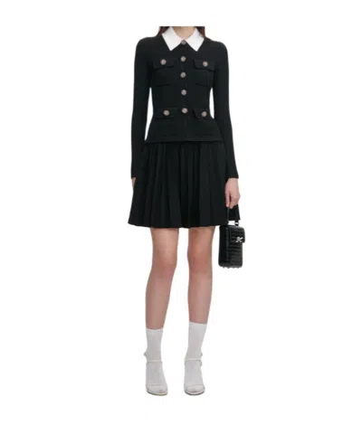 Self-portrait Black Tailored Knit Mini Dress