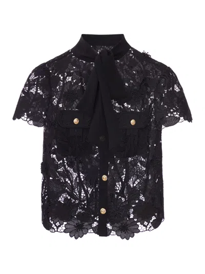 Self-portrait Black Top With Neck Ties