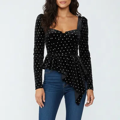 Pre-owned Self-portrait Black Velvet Diamante Asymmetrical Top S