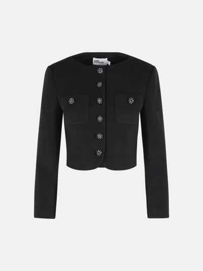 Self-portrait Black Wool Blend Padded Jacket