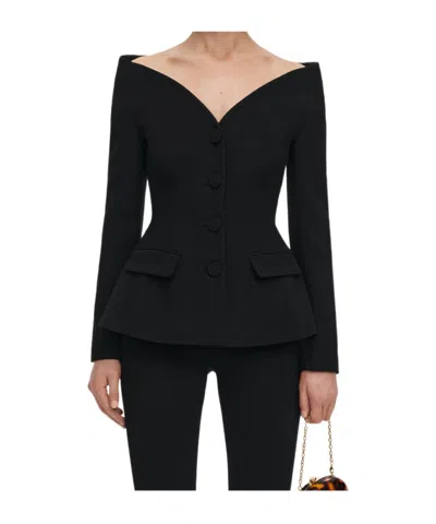 Self-portrait Black Wool Crepe Jacket
