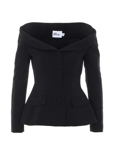Self-portrait Black Wool Crepe Jacket