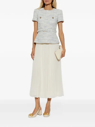 Self-portrait Blue Boucle Chiffon Midi Dress In Neutral