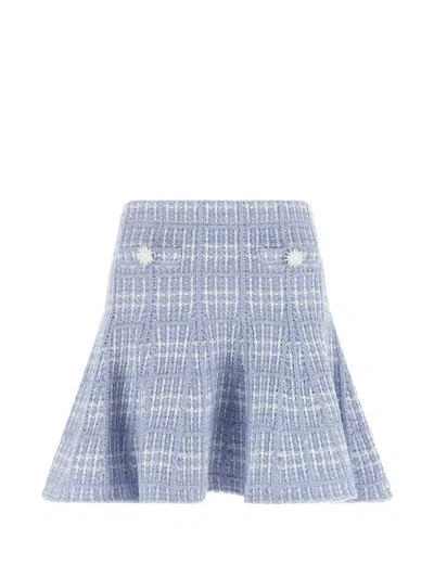 Self-portrait Blue Check-knit Mini Skirt